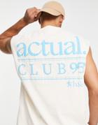 Asos Actual Oversized Tank Top With Club 95 Back Graphic In White