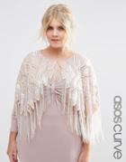 Asos Curve Cape With Iridescent Embellishment - Nude