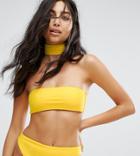 Missguided Bandeau Bikini Top With Removable Choker - Yellow