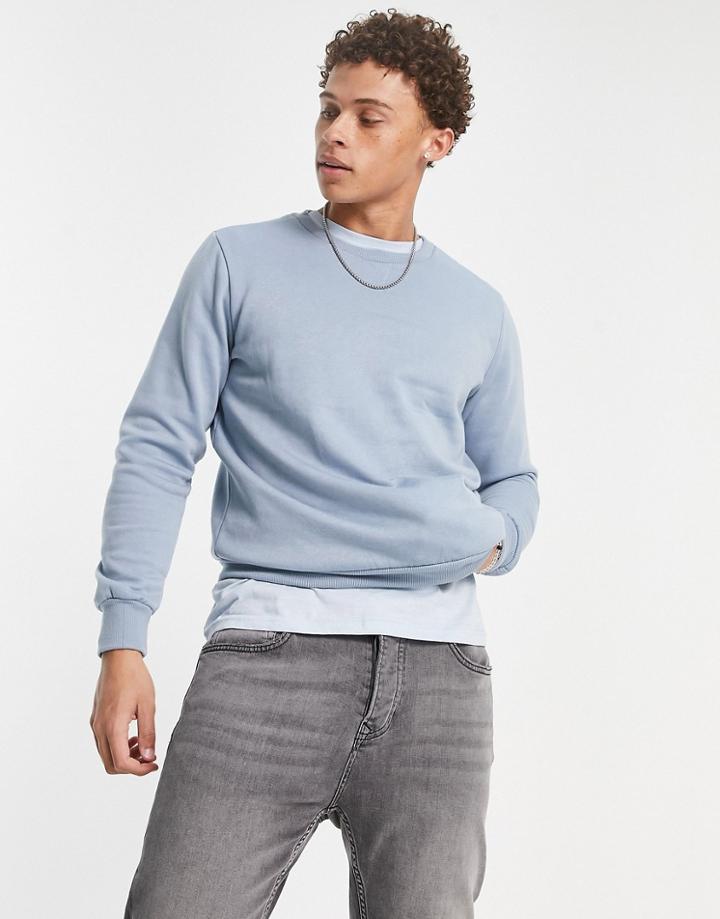 Brave Soul Crew Neck Sweatshirt In Steel Blue