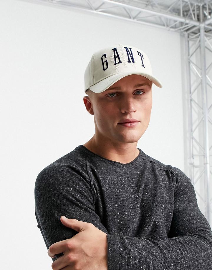 Gant Cap With Large Logo In Cream-white