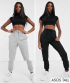 Asos Design Tall Basic Jogger With Tie 2 Pack Save