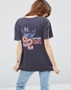 Asos T-shirt With 90's Americana Print In Wash - Charcoal