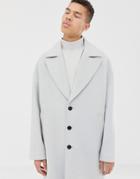 Asos White Cocoon Coat In Ice Gray Wool - Gray