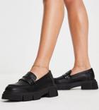 Schuh Wide Fit Luke Chunky Loafers In Black Croc Mix