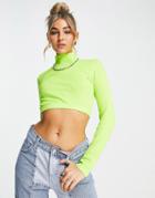 Stradivarius Str High Neck Seamless Top In Lime-green