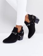 Truffle Collection Western Trim Kitten Heel Boot - Black