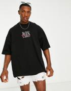 Topman Extreme Oversized T-shirt With Paris Embroidery In Black