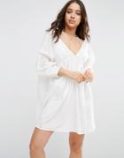 Asos Beach Cover Up With Embroidery - White
