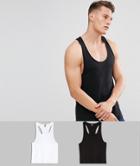 Asos Relaxed Tank In Black/white 2 Pack Save - Multi