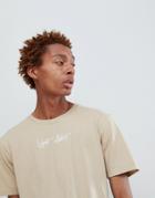 Night Addict Curved Hem Logo T-shirt - Beige