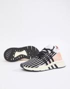 Adidas Originals Eqt Support Mid Adv Sneakers In Black And Pink