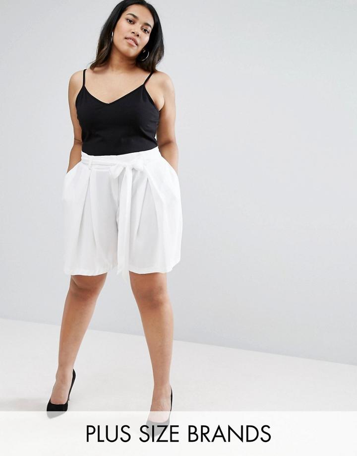 Elvi Plus Tailored Shorts - White