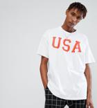 Reclaimed Vintage Inspired T-shirt With Usa Print - White