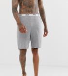 Asos Design Lounge Pyjama Shorts In Gray Marl Nepp With Branded Waistband - Gray