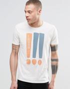 Nudie O-neck T-shirt Exclamation Print In Off White - White