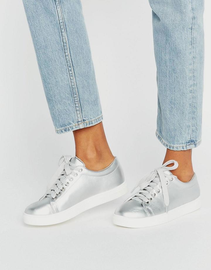 Daisy Street Silver Sneakers - Silver