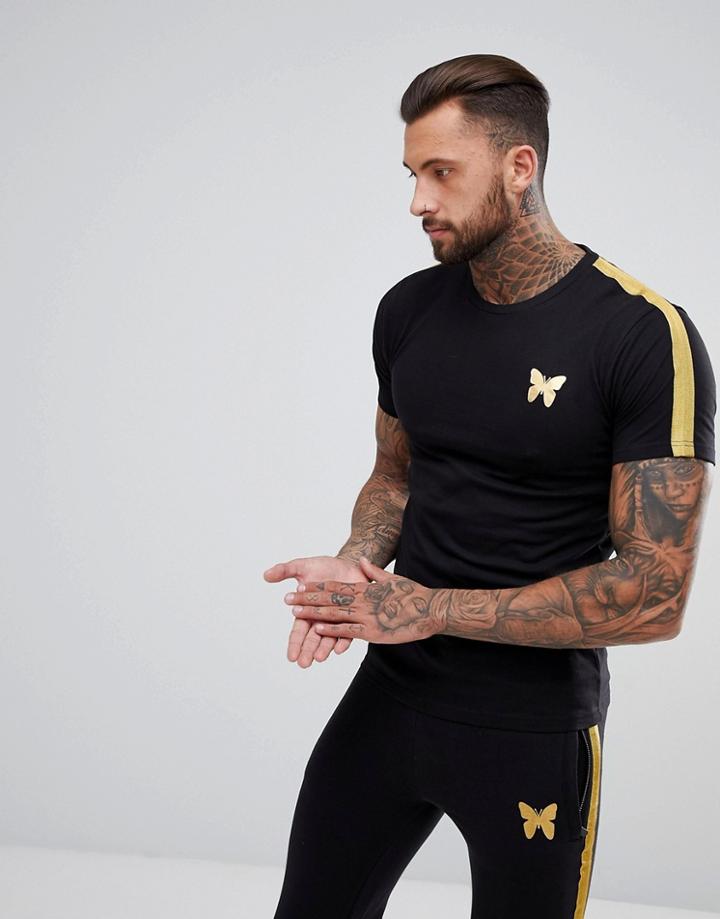 Good For Nothing Muscle T-shirt In Black With Gold Stripe - Black