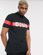 Hugo Dosel Chest Stripe Logo Polo In Black