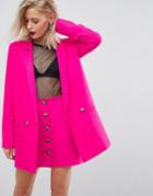 Asos Tailored Double Breasted Blazer In Pop Pink - Pink