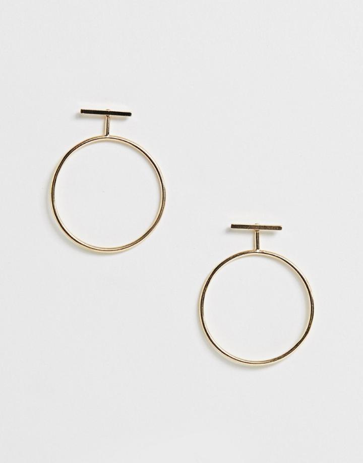 Nylon Hoop Bar Earrings - Gold