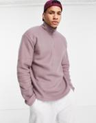 New Look Half Zip Fleece Sweatshirt In Purple