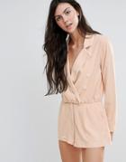 Endless Rose Long Sleeve Tailored Romper - Pink