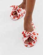 Asos Design Nelma Asymmetric Bow Slippers-pink