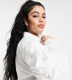 Missguided Plus Poplin Shirt With Volume Sleeves In White