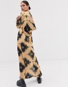 Asos Design Maxi Dress With Cowl Back In Tie Dye Print - Multi