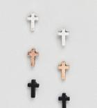 Icon Cross Earrings In 3 Pack - Multi