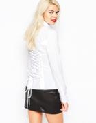 Love Moschino Shirt With Lace Up Back - Whtie
