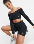 Adidas Original 'relaxed Risqu ' Fluffy Knit Legging Shorts In Black