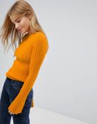 Nobody's Child Sweater In Skinny Rib - Orange