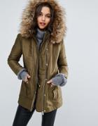 Miss Selfridge Luxe Satin Parka - Green