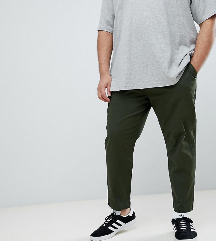 Only & Sons Plus Cropped Chino In Tapered Fit - Green