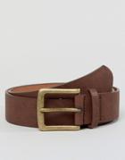 Asos Wide Belt In Brown Faux Leather With Vintage Gold Buckle - Brown