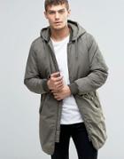 Jack & Jones Padded Parka With Detachable Hood - Green