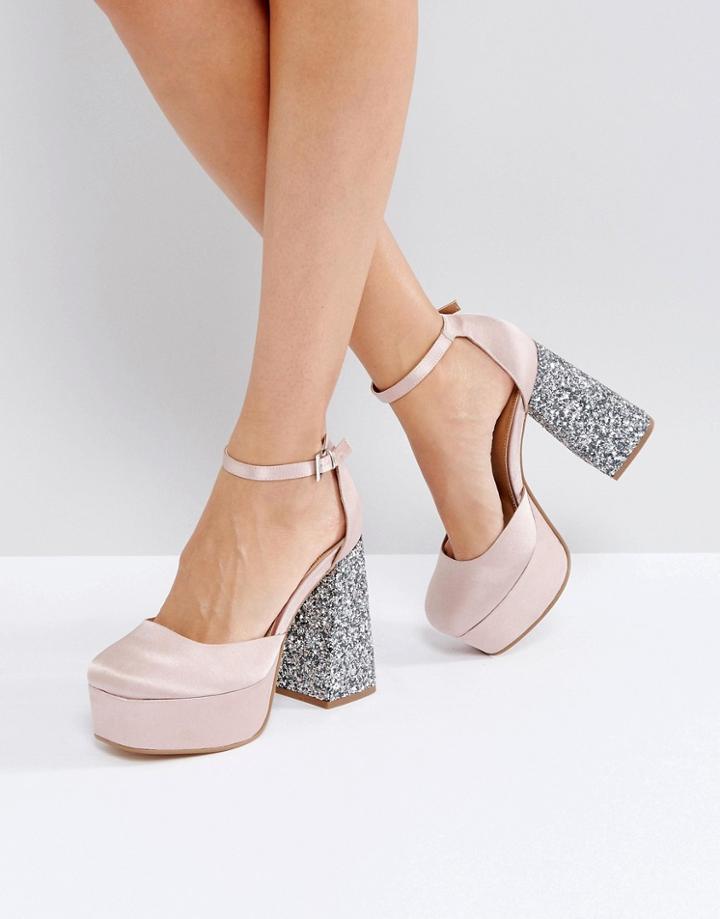 Asos Paint The Town Platform Heels - Beige