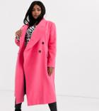 Asos Design Curve Asymmetric Front Formal Coat In Pink