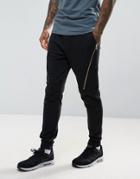 Asos Super Skinny Joggers With Gold Zips In Black - Black
