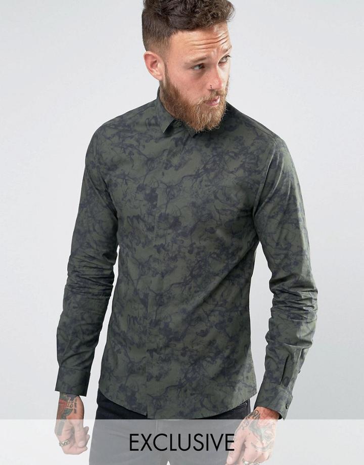 Noose And Monkey Skinny Shirt With Allover Print - Green