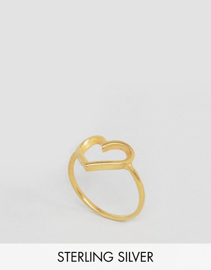 Dogeared Gold Plated Open Heart Reminder Ring - Gold