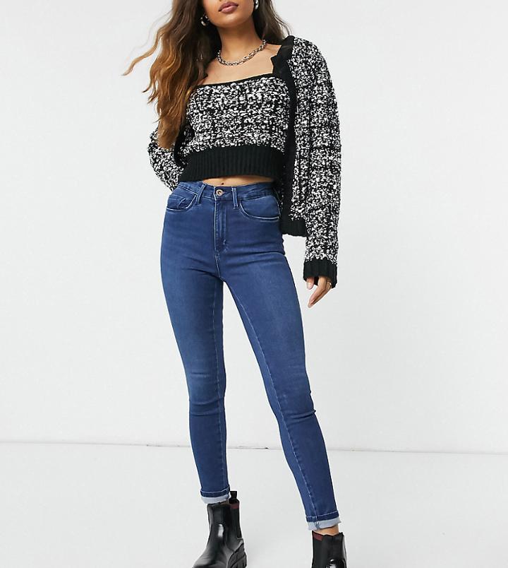 Only Petite Royal High Waist Skinny Jeans In Blue