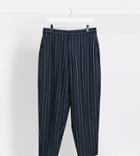 Reclaimed Vintage Inspired Wide Leg Smart Trousers In Navy Pinstripe