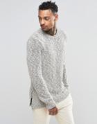 Asos Knitted Sweater With Zip Hem Detail - Beige Nep