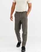 Selected Homme Regular Fit Wool Mix Pants In Brown Puppy Tooth