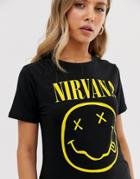 New Look Nirvana Band Tee In Black