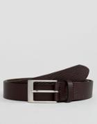 Asos Smart Slim Belt In Brown Leather With Saffiano Emboss - Brown