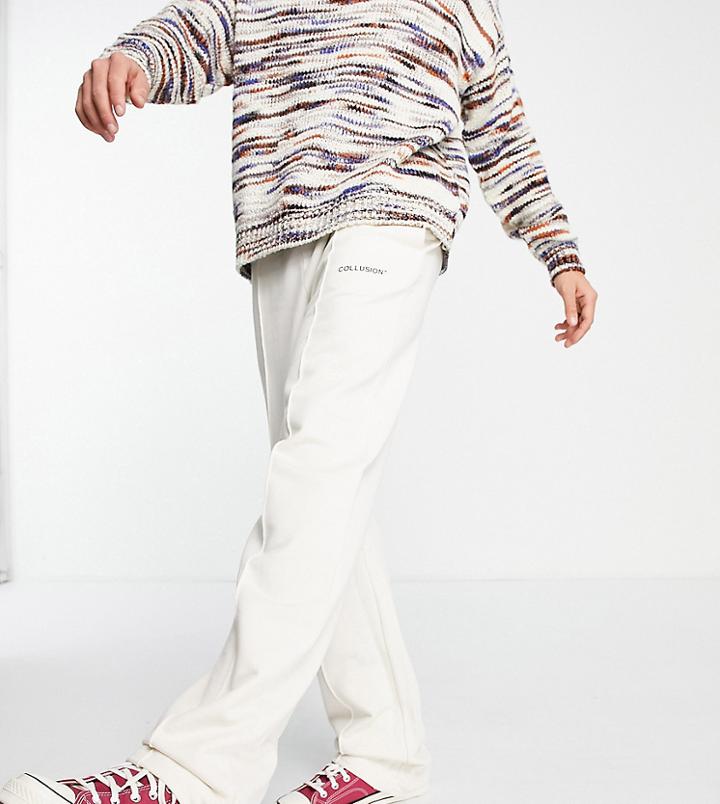 Collusion Wide Leg Smart Sweatpants In White - Part Of A Set